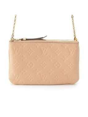 Louis Vuitton Double Zip Monogram Empreinte Chain Shoulder Bag Beige